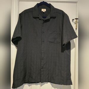 Men's Hudson River Heritage Classics Black Plaid SS Button Up Shirt Size Large